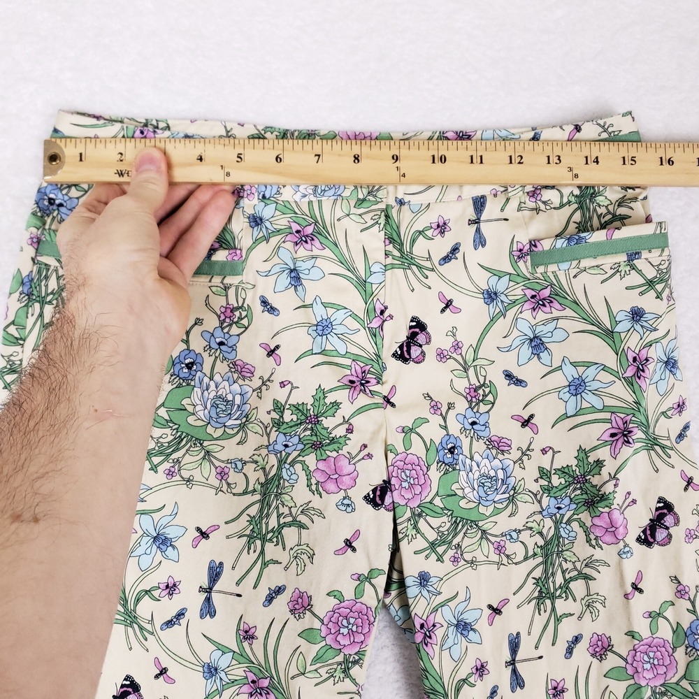 Casual Corner Pants Floral Print Straight Leg Size 6 Beige‎ Gardencore Y2K - Picture 3 of 10